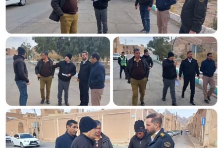 بازدید میدانی رئیس پلیس راهور شهرستان نایین از روند اصلاح هندسی میدان ۲۲ بهمن شهر انارک